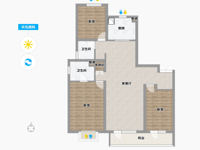 山西省-太原市-万科如园-98.76-户型库-采光通风