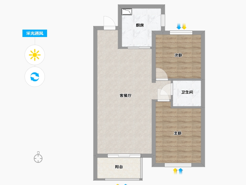 河北省-保定市-朝阳原著-60.63-户型库-采光通风