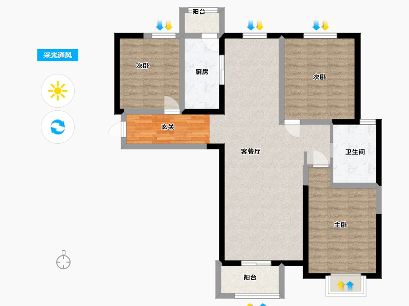 河北省-廊坊市-中建和悦国际-96.00-户型库-采光通风