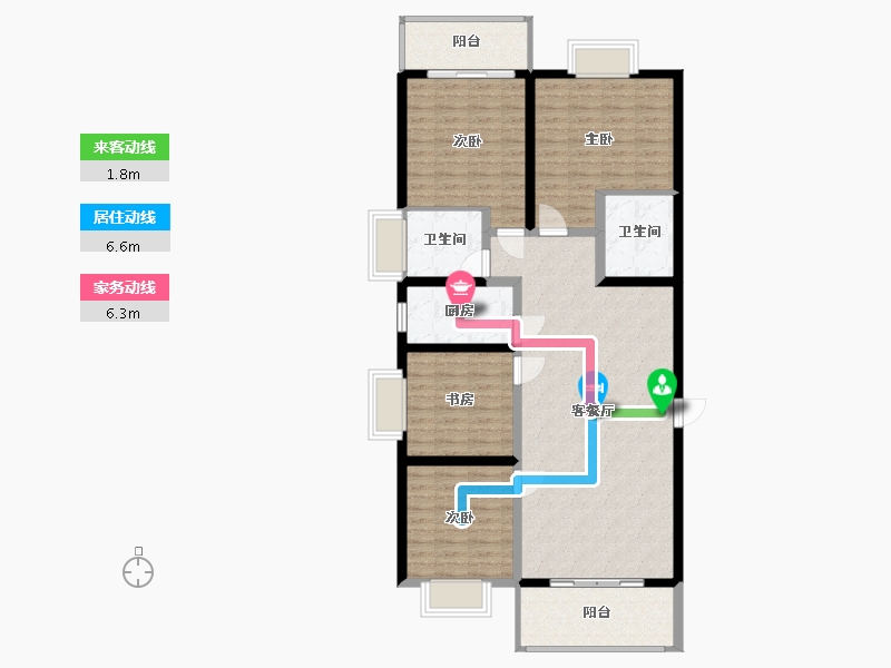 云南省-昆明市-金泰国际Ⅲ期名门-114.26-户型库-动静线