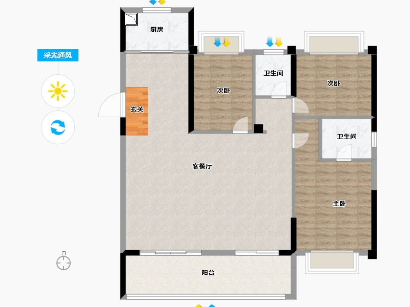 云南省-曲靖市-安厦瑞和新城2期-117.00-户型库-采光通风