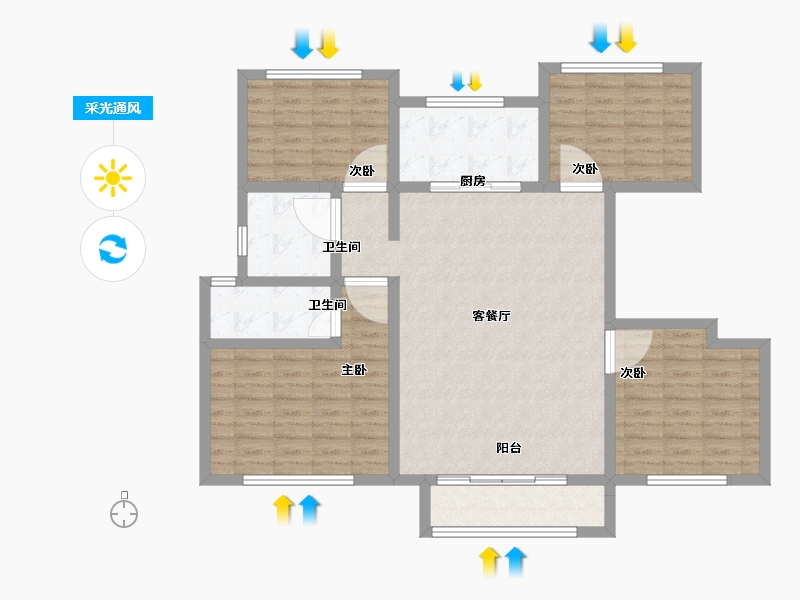 山西省-临汾市-临汾中梁·首府-108.00-户型库-采光通风