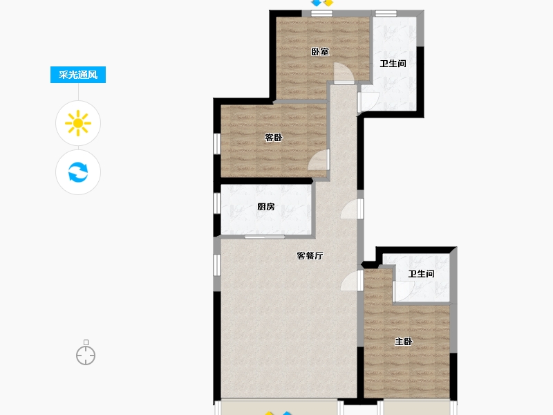 内蒙古自治区-包头市-保利·心语-90.25-户型库-采光通风