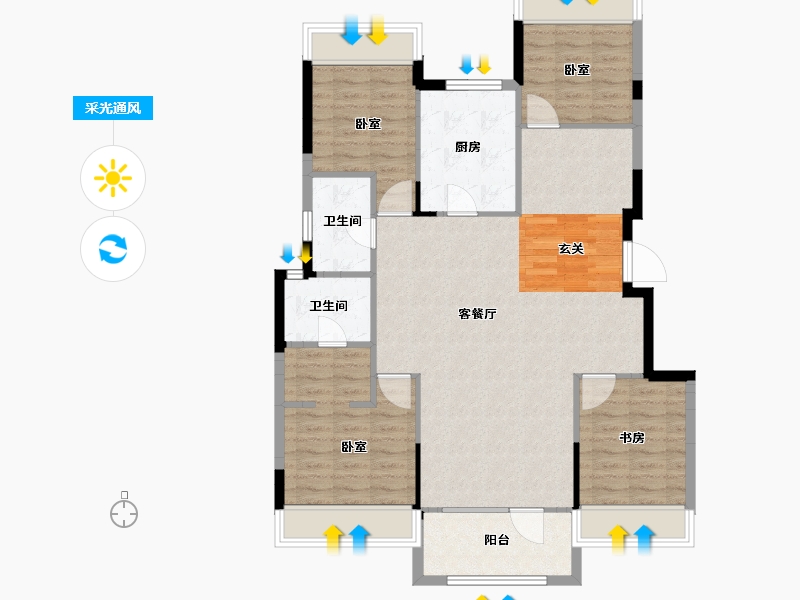 辽宁省-沈阳市-中粮锦云天城-107.29-户型库-采光通风