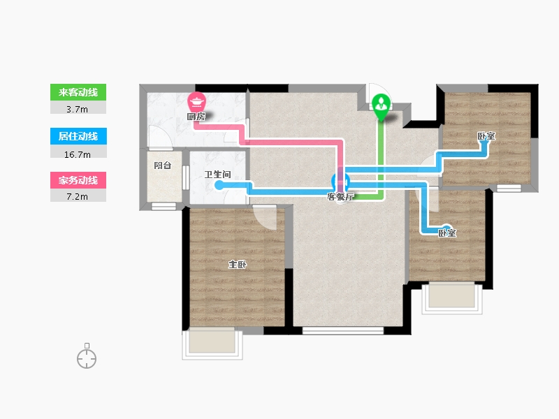 内蒙古自治区-呼和浩特市-呼和浩特恒大珺庭-76.18-户型库-动静线