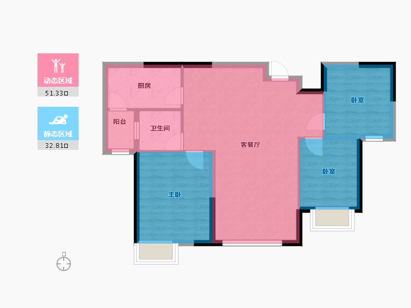 内蒙古自治区-呼和浩特市-呼和浩特恒大珺庭-76.18-户型库-动静分区