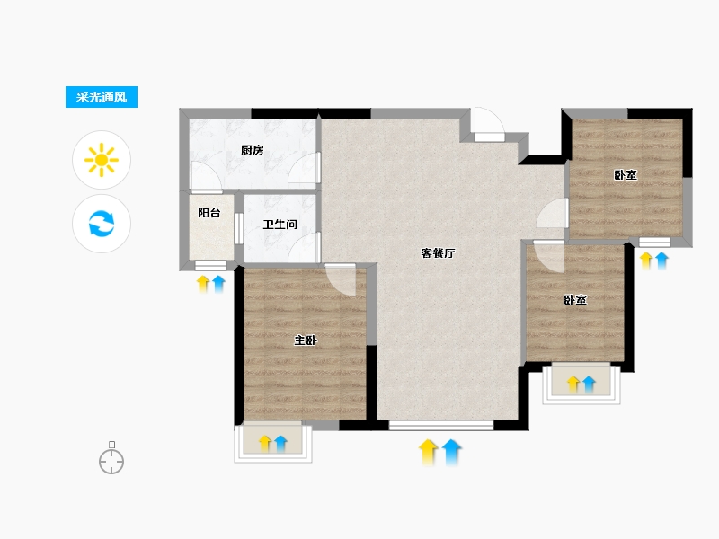 内蒙古自治区-呼和浩特市-呼和浩特恒大珺庭-76.18-户型库-采光通风