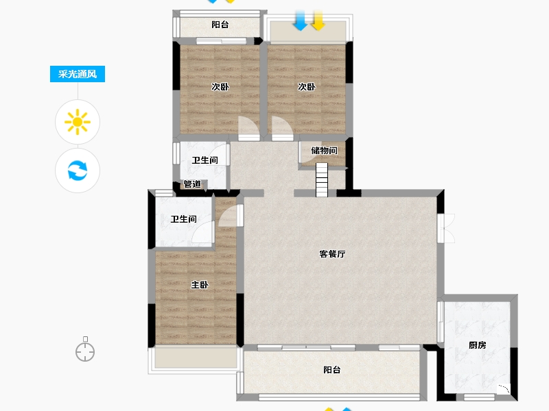 广西壮族自治区-桂林市-彰泰春天里-105.16-户型库-采光通风