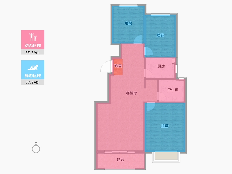 河北省-保定市-鹏润美墅家-84.00-户型库-动静分区