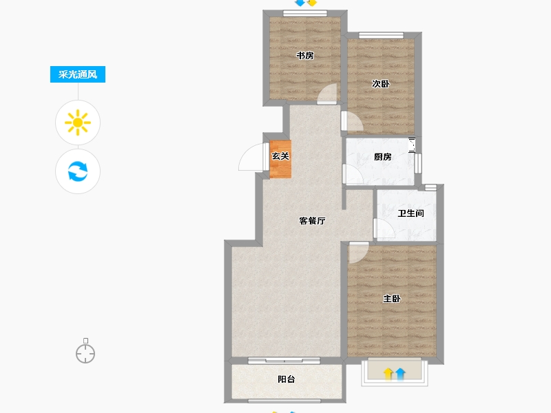 河北省-保定市-鹏润美墅家-84.00-户型库-采光通风