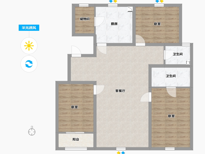 内蒙古自治区-赤峰市-中天桃花源-102.84-户型库-采光通风