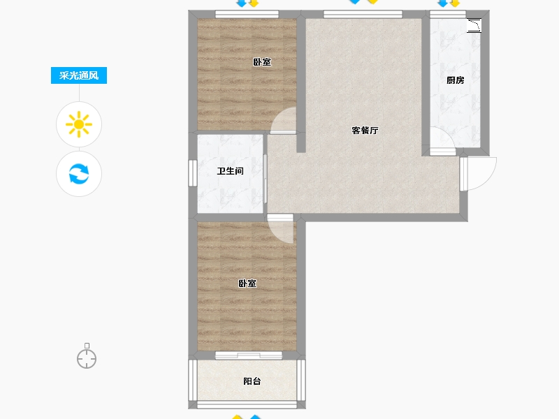 山西省-大同市-绿洲西城四期-64.64-户型库-采光通风