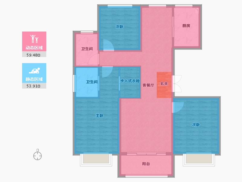 河北省-保定市-鹏润美墅家-102.00-户型库-动静分区