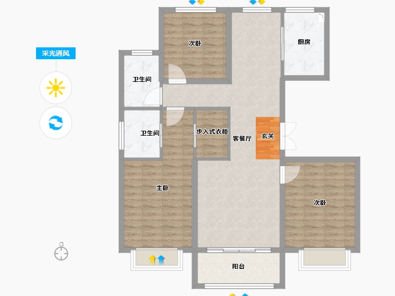 河北省-保定市-鹏润美墅家-102.00-户型库-采光通风