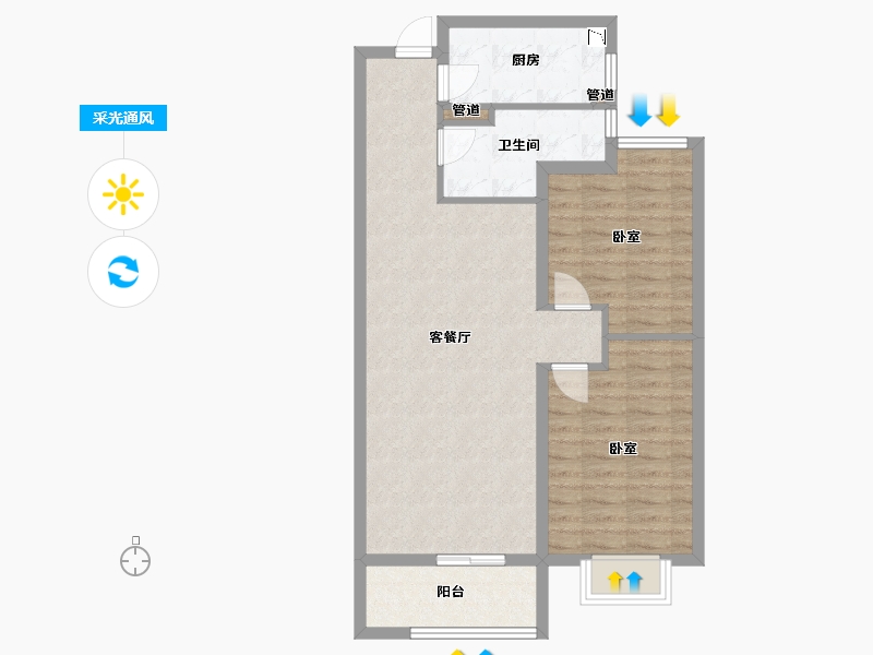 山西省-太原市-太原绿地新里城-76.30-户型库-采光通风