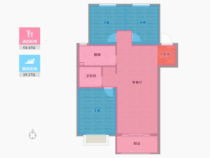 河北省-保定市-鹏润美墅家-85.99-户型库-动静分区