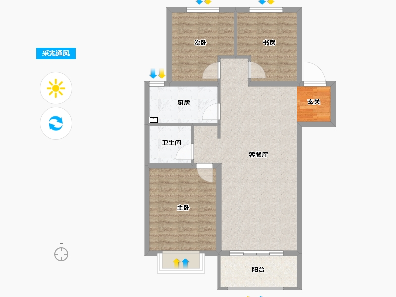 河北省-保定市-鹏润美墅家-85.99-户型库-采光通风