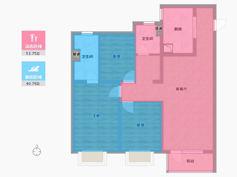 山西省-太原市-万科如园-83.71-户型库-动静分区