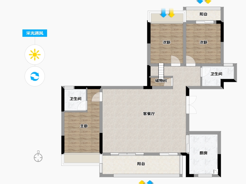 广西壮族自治区-桂林市-彰泰春天里-106.38-户型库-采光通风