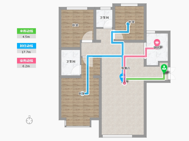 内蒙古自治区-包头市-澜湖·璞园-91.40-户型库-动静线