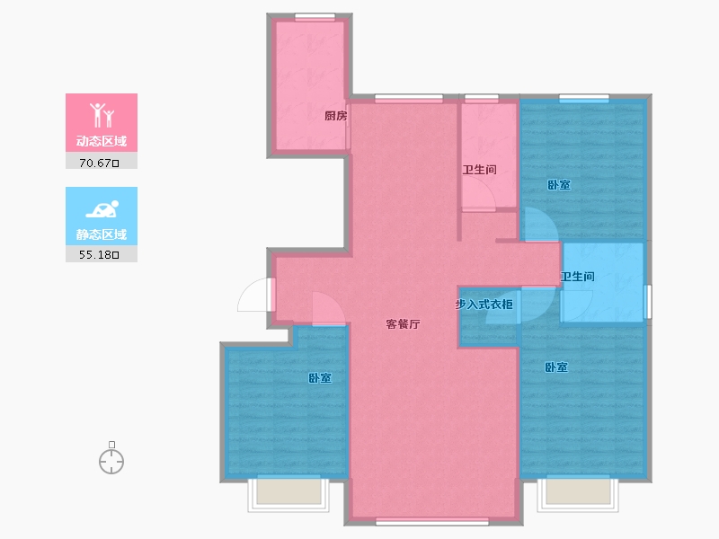 内蒙古自治区-包头市-东方壹号院-115.60-户型库-动静分区