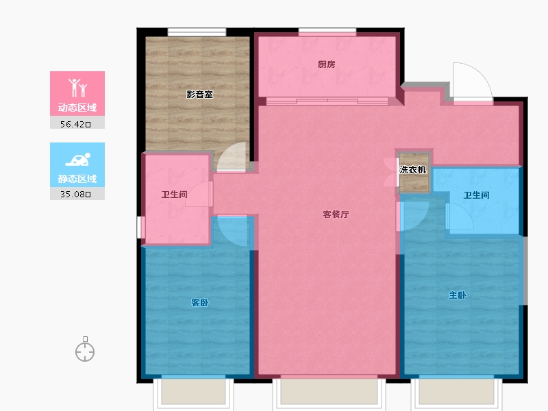 内蒙古自治区-包头市-万科翡翠都会-95.00-户型库-动静分区