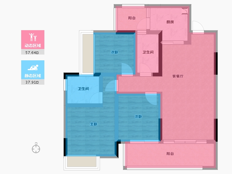 广西壮族自治区-桂林市-彰泰春天里-83.91-户型库-动静分区