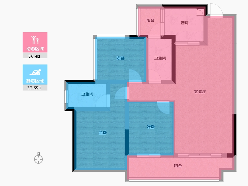 广西壮族自治区-桂林市-桂林彰泰红博学府-82.87-户型库-动静分区