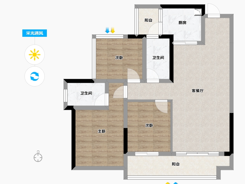 广西壮族自治区-桂林市-桂林彰泰红博学府-82.87-户型库-采光通风