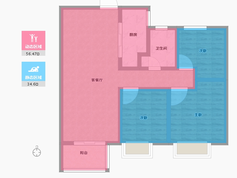 山西省-临汾市-蓝山国际-80.83-户型库-动静分区