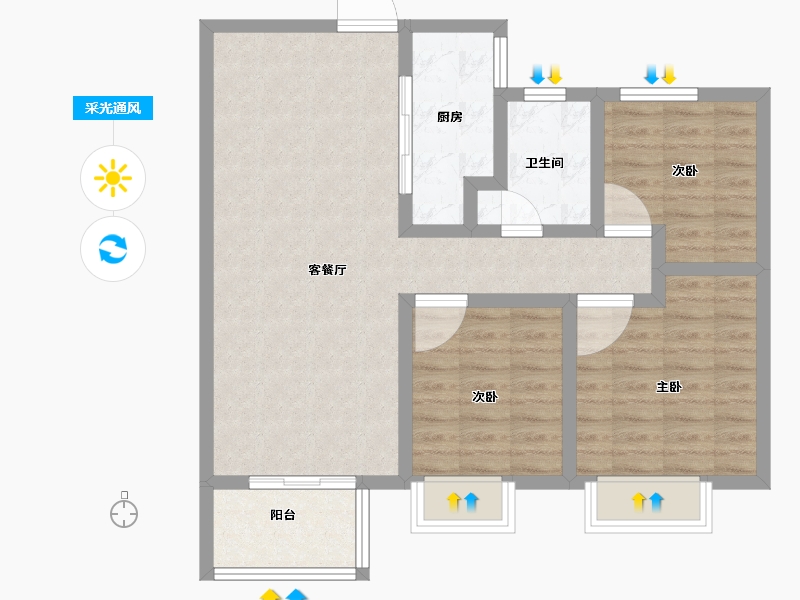 山西省-临汾市-蓝山国际-80.83-户型库-采光通风