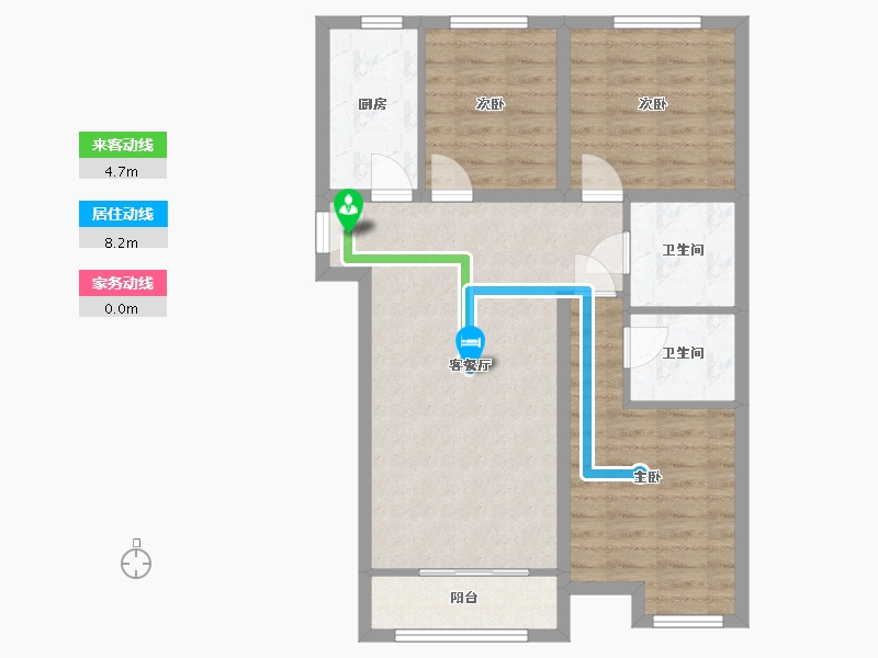 河北省-保定市-花郡玫瑰园-76.96-户型库-动静线