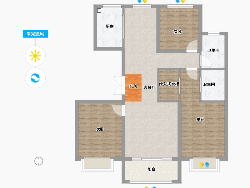 河北省-保定市-鹏润美墅家-102.00-户型库-采光通风