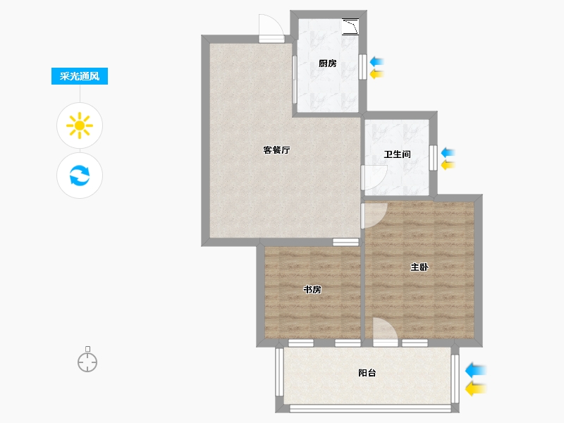 河北省-廊坊市-荣盛阿尔卡迪亚香河花语城-68.50-户型库-采光通风