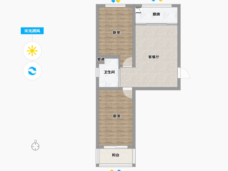 山西省-大同市-绿洲西城四期-57.27-户型库-采光通风