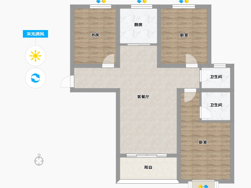 河北省-邢台市-兰德庭院-86.14-户型库-采光通风