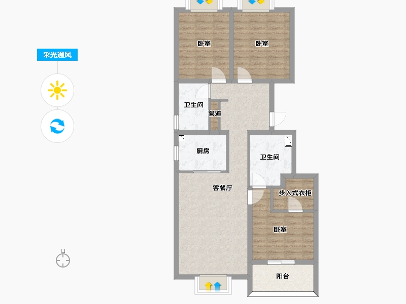 山西省-太原市-当代著MOMA-87.86-户型库-采光通风