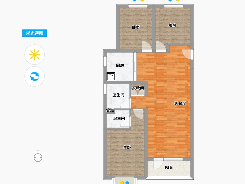 山西省-太原市-万科如园-77.30-户型库-采光通风