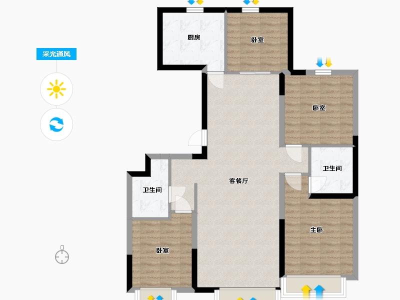 内蒙古自治区-包头市-保利·心语-102.15-户型库-采光通风