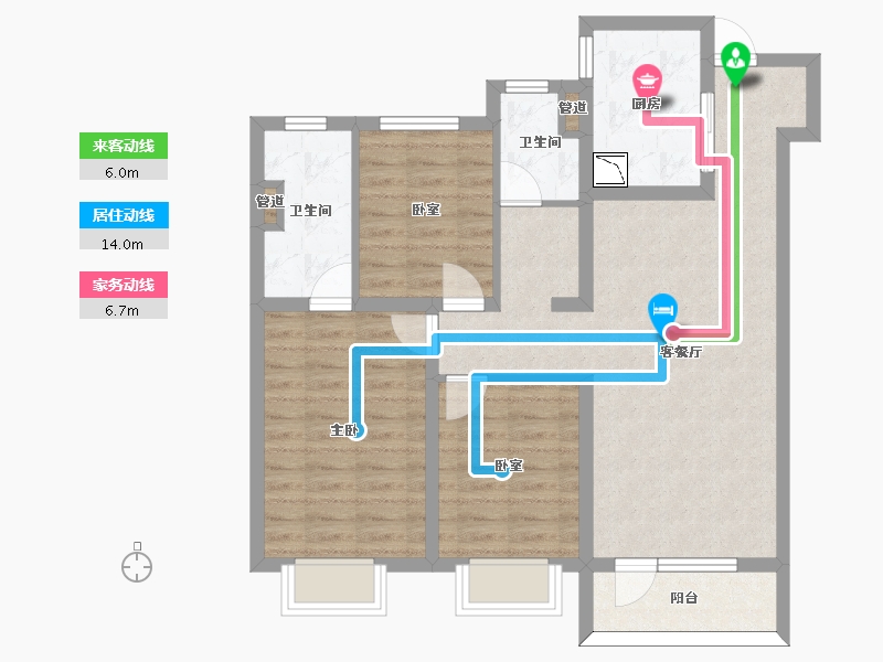 山西省-太原市-万科如园-83.66-户型库-动静线