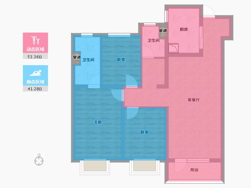 山西省-太原市-万科如园-83.66-户型库-动静分区