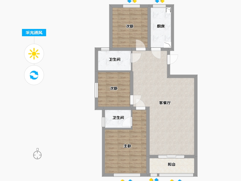 河北省-保定市-朝阳原著-81.39-户型库-采光通风