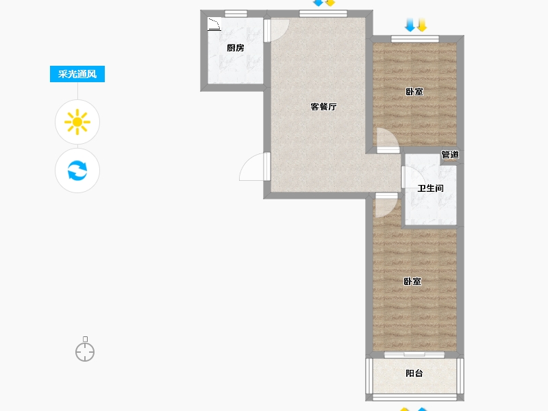 山西省-大同市-绿洲西城四期-61.14-户型库-采光通风