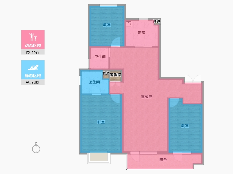 山西省-太原市-万科如园-98.29-户型库-动静分区