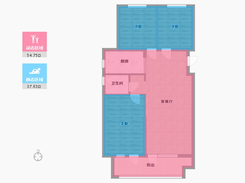 河北省-廊坊市-荣盛阿尔卡迪亚香河花语城-83.20-户型库-动静分区