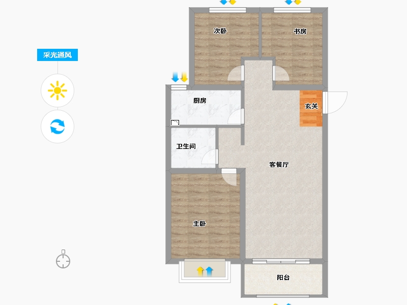 河北省-保定市-鹏润美墅家-76.00-户型库-采光通风