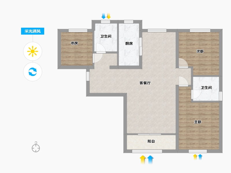 河北省-廊坊市-德荣·文璟-83.20-户型库-采光通风