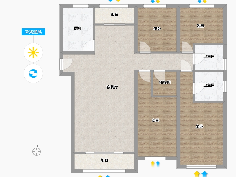 河北省-保定市-花郡玫瑰园-113.50-户型库-采光通风