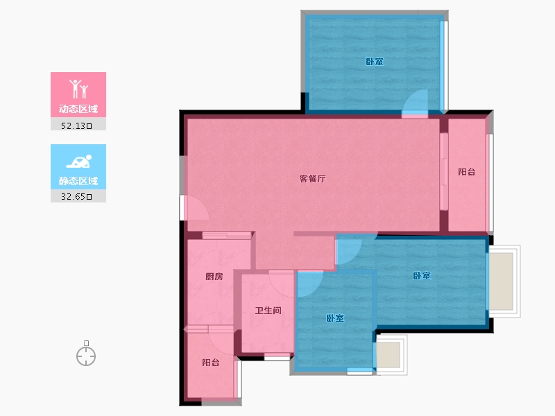 云南省-昆明市-海伦国际-75.78-户型库-动静分区