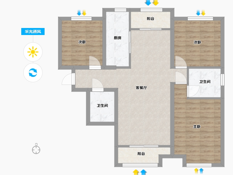 河北省-保定市-花郡玫瑰园-83.93-户型库-采光通风